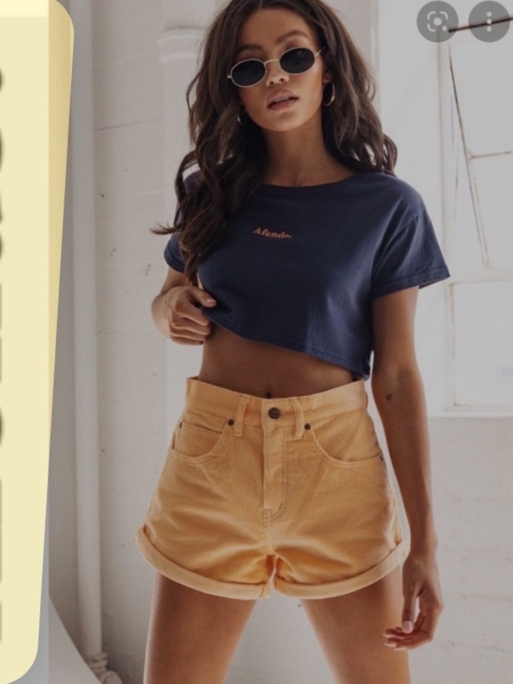 Afends | Blue logo crew neck cotton boxy short sleeve t-shirt crop top size 8